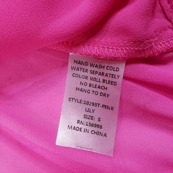Idem Ditto Hot Pink Sheer Wrap Top Size Small - Picture 7 of 10